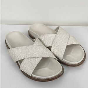 Joie 6.5 Nell Women's Slide Sandals Off-White Criss Cross Beach Coastal Spring